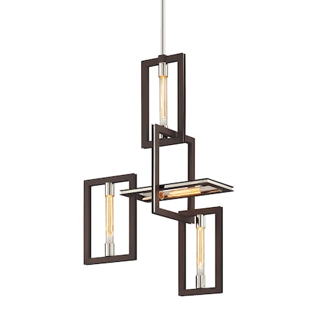 Troy Lighting Enigma 4 Light Chandelier 23.75 In. Textured Bronze F6184-TBZ/SS