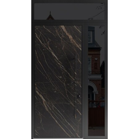 Vdomdoors Steel Door Dekton 0118 Natural Noir 96вЂќ/ Side and Top Exterior Window Sidelite Entry Door Painted DEKTON0118EXD-NOIR-W36+16xH96+16-LH-I