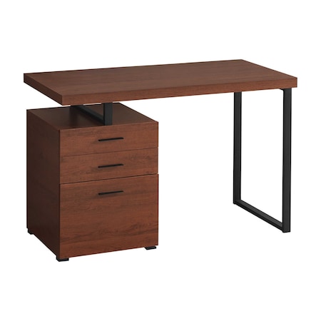 Homeroots 47" Brown and Black Wood and Metal Sled Computer Desk With Three Drawers 489898