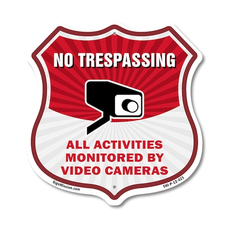 Signmission No Trespassing Shield Sign All Activitie, 12 Inch X 12 Inch, Plastic Sign SHI-P-12-421