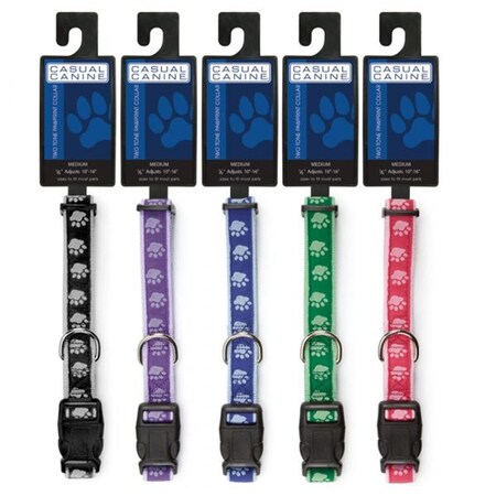 Partyanimal 18-26 in. TwoTone Pawprint Collar, Purple PA1669937