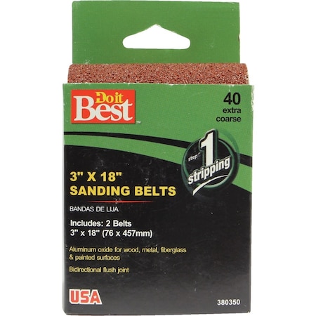 Do It Best 3''x18'' 40 Grit Hvy Dty Sanding Belt, 2PK Belt3x181pk36