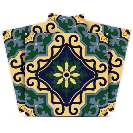 Homeroots 5" X 5" Agean Blue and Green Peel and Stick Tiles 400056