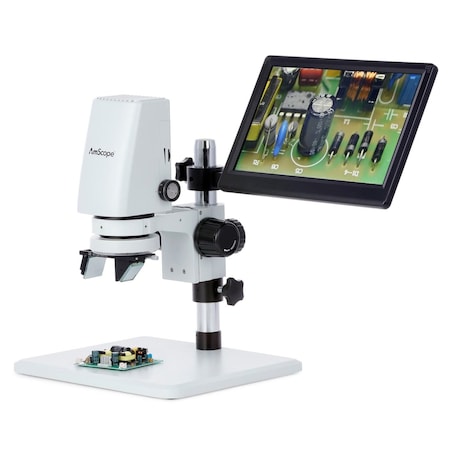 Amscope DM750 Zoom Tabletop Video Inspection Digital Microscope System 0.7X-5X w/11.6 HDMI 1080p IPS Monit DM750-2MP-HDM-3DR