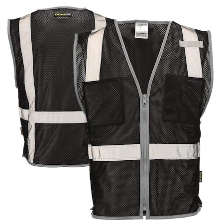 Dome75 Hi-Vis Safety Vest LG/XL Class Non-ANSI/Enhanced Visibility , Zipper 2 Pockets, 1 Mic Tab DV1281