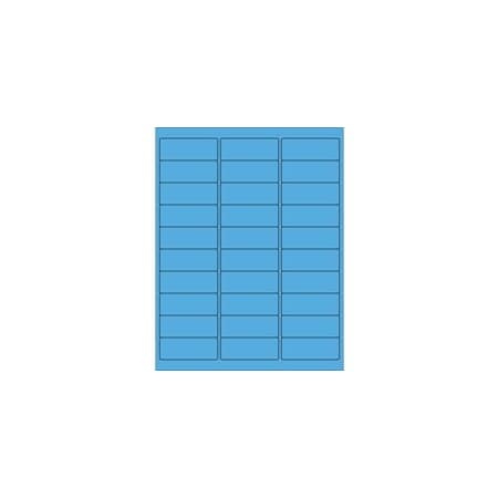 Bubblefast 2 5/8 x 1'' Fluorescent Bright Blue Rectangle Laser Labels-30 Labels per Sheet BFLL173BB