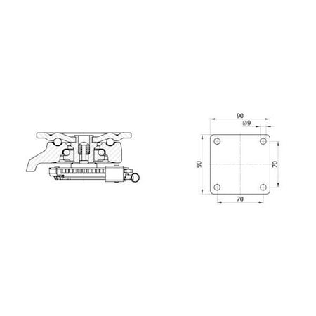 Foot Master Leveling Caster, Ratchet, 63 mm Nylon Wheel, 90x90 mm Plate, Swivel, 550 kg Cap, NBR Foot Pad, Ivory GDR-80-F-NYN