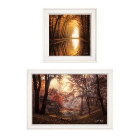 Homeroots Set Of Two Natures Reflections 1 White Framed Print Wall Art, 2PK 406106