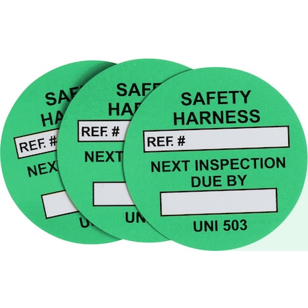 Brady Universal Tag Safety Harness Inserts: White on Green, 100PK UNI-UNI 503 GREEN