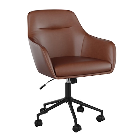 Martha Stewart Rayna Upholstered Office Chair in Saddle Brown/Oil Rubbed Bronze CH-220921-6-BR-BK-MS