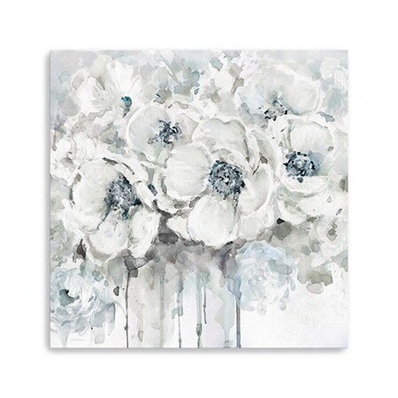 Homeroots Winter Blues Flower Unframed Print Wall Art 398873
