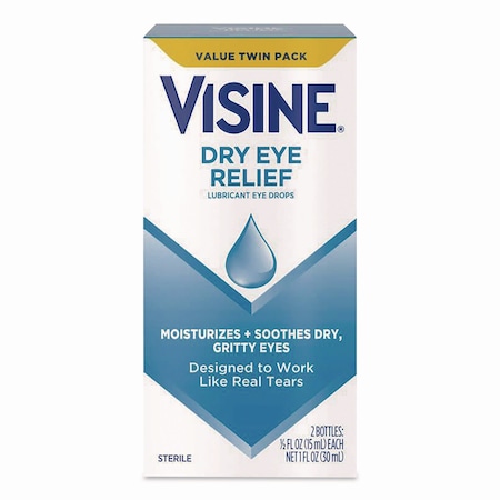 Visine Dry Eye Relief Lubricant Eye Drops, 15 mL Bottle, 2PK 49374
