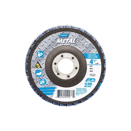 Norton Flap Disc 4-1/2" D X 7/8" S Zirconia Aluminum Oxide 60 Grit 66254419984
