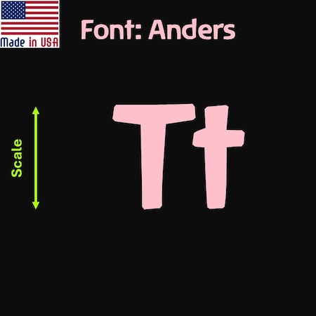 Aacc Self-Adhesive Vinyl Letter: t, Scale: 50 cm. Color: Pink Font: Anders by, 8PK AACC-Anders-lt-Pink-M50x8