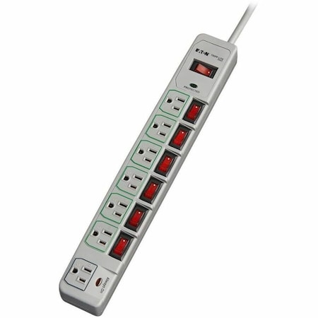 Tripp Lite Outlet Strip, Surge, 7 5-15R, 5-15P, 6 ft., Gray TLP76MSG