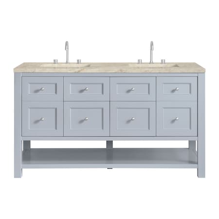 James Martin Vanities Breckenridge 60" Double Vanity, Serenity Blue, w/ 3 CM Tajnar Eclos Top 330-V60D-SRB-3TJR