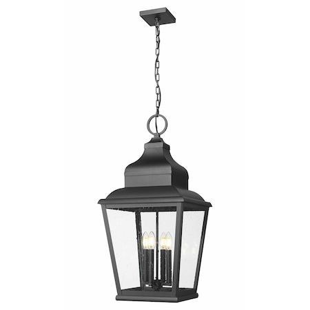 Z-Lite Raphael Sand Black 4 Light Outdoor Chain Mount Ceiling Fixture 5029CHXL-BK