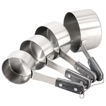 Oster Blakeley 4 Piece Stainless Steel Measuring Cup Set in Dark Gray with Wood Handles 141103.04
