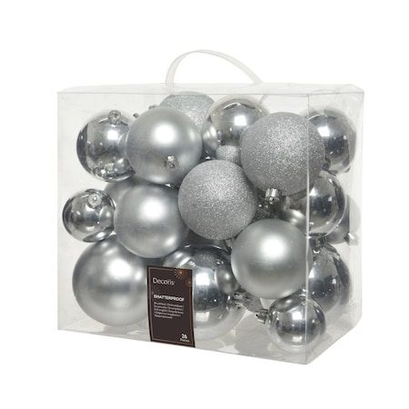 Decoris Silver Assorted Shatterproof Ornaments 9020740