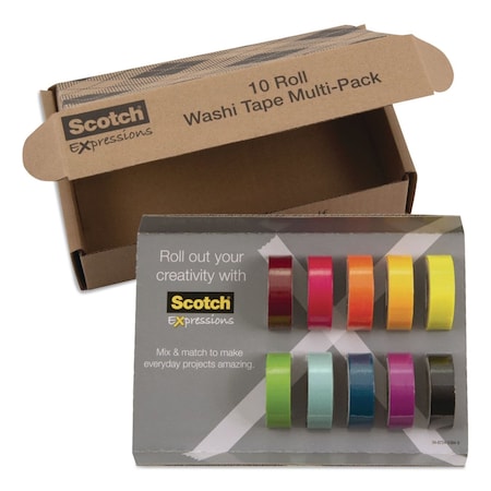 Scotch Expressions Washi Tape, 0.59" x 32.75 ft, Assorted Colors, 10PK C317-10-SIOC
