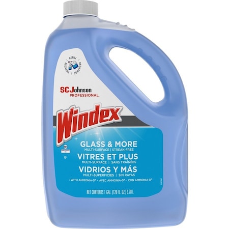 Windex Liquid Glass and Surface Cleaner, 1 gal, Blue, Unscented, Jug 696503