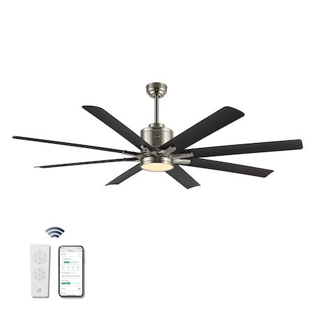 Jonathan Y Octo 66" 1-Light Contemporary Industrial Iron/Plastic Mobile-App/Remote-Controlled 6-Speed Ceiling F JYL9712B