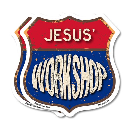 Signmission Jesus's Workshop, 6 inch X 6 inch, Plastic Sign, 2PK SHI-P-2PACK-6-489-JESUS
