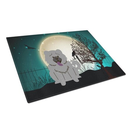 Carolines Treasures Halloween Scary Chow Chow Blue Glass Cutting Board, Large BB2329LCB