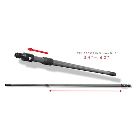 Chief Clean Telescopic (34 in to 60 in) Gray powder coated steel handles w/nylon acme threaded end attached, 2PK HANDTENDT58BK