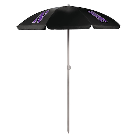 Picnic Time Family Of Brands NCAA Northwestern Wildcats Outdoor Canopy Sunshade Beach Umbrella 5.5' - Small Patio Umbrella 822-00-179-434-0