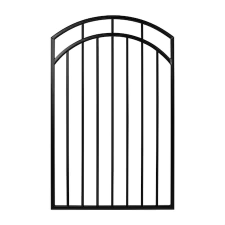 Nuvo Iron 33in Wx56in H Benitoite Gate Arched Rails, 36in W Opening, Self Close Hardware w/Double Side Handle IBGA3356