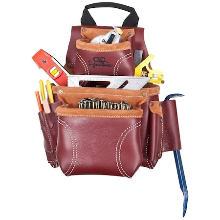 Clc Work Gear Tool Bag, Nail and Tool Bag, 8Pocket, Leather, Chestnut, Leather 21685