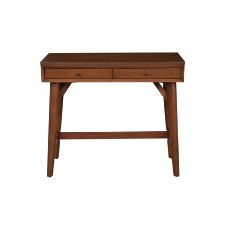 Homeroots 36" Brown Solid Manufactured Wood Writing Desk with Two Drawers 524094