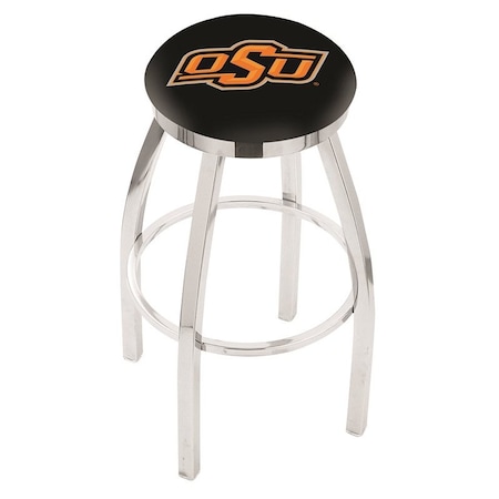 Holland Bar Stool Co 36" Chrome Oklahoma State Swivel Bar Stool, Accent Ring L8C2C36OKStUn