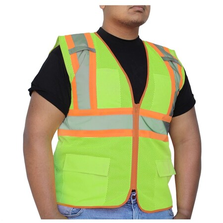 Glow Shield Class 2, Zipper Front, Outside Chest, Flap Pockets, Green S SV702FG S