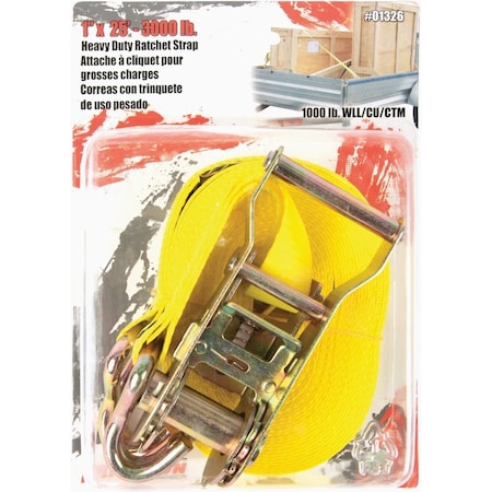 Erickson 1''x25 ' 1000 Lb. Hvy Dty Ratchet Strap 1326