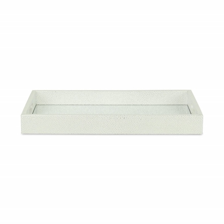 Homeroots 16in White Silver Rectangular Wood Handmade Tray With Handles 483295