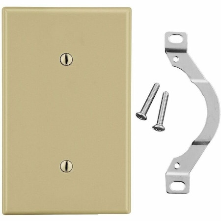 Hubbell Wiring Device-Kellems Blank Strap Mount Wall Plate, Number of Gangs: 1 Plastic, Satin Finish, Ivory P14I