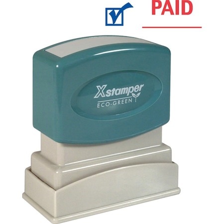 Shachihata Xstamper Pre-Inked Message Stamp, PAID, 1-5/8" x 1/2", Blue/Red 2024