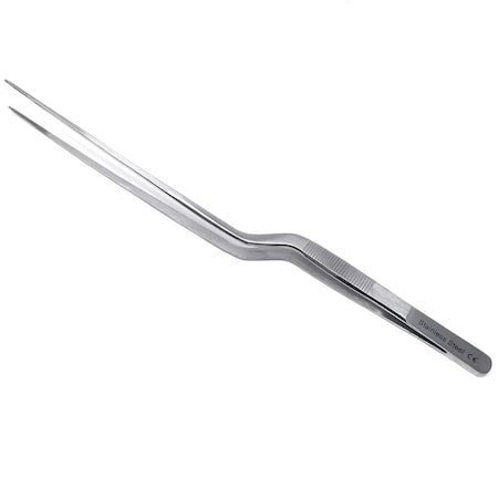 A2Z Scilab Offset Narrow-Tip Micro Serrated Forceps, 10 inch Stainless Steel Tweezers A2Z-ZR1115