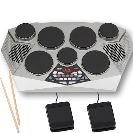 Pyle Pyle Pro Electronic Drum Kit - Portable Electric Tabletop, 7 Drum Pads, Hi-Hat / Kick Pedal Controller PTED06
