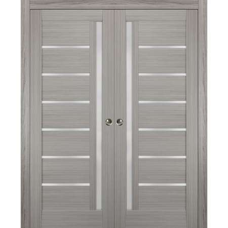 Sartodoors Double Pocket Interior Door, 64" x 96", Gray QUADRO4088DP-SSS-6496