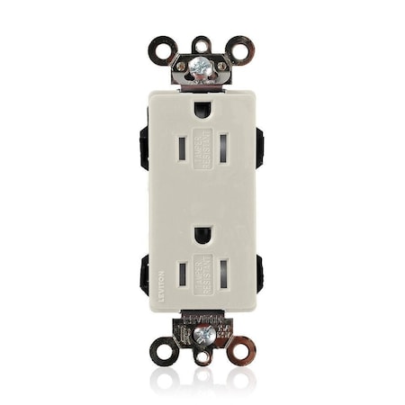 Leviton Straight Blade Receptacle, 5-15R, 15 A, 125V AC, Surface Mount, Self-Grounded MT162-T