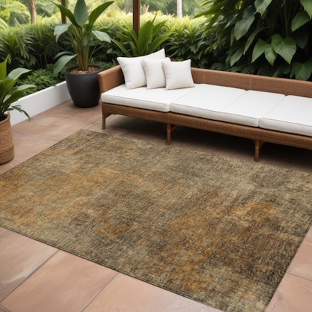Homeroots 9' X 12' Brown Beige And Taupe Abstract Washable Indoor Outdoor Area Rug 577647
