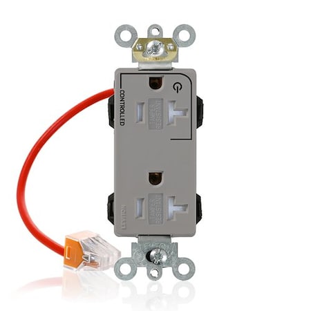 Leviton PlugsandReceptacles, 20A, 125VAC, Gry, Nylon MT163-1CG