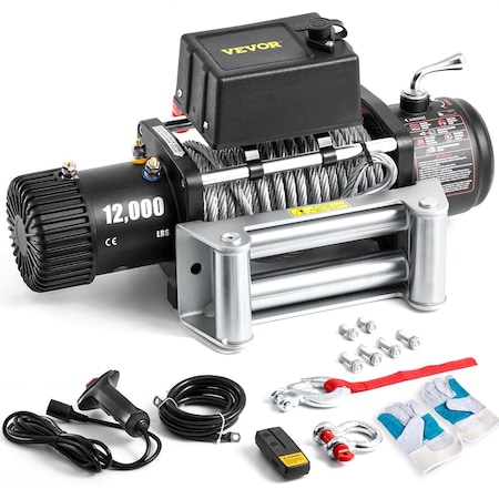 Vevor Electric Winch Truck 12,000 lb Steel Cable IP55 Waterproof Remote Control SC12000