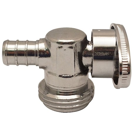 Apollo Valves ApolloPEX Garden Hose Valve, 12 x 34 in, Barb x MGHT, 200 psi Pressure, Brass Body, Chrome APXGHV1234