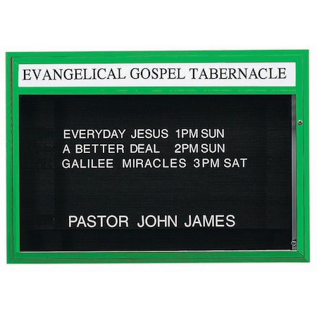 Aarco 60 in W, 42 in H, Black Letterboard/Forrest Green Powder Coated Frame DBM4260FG