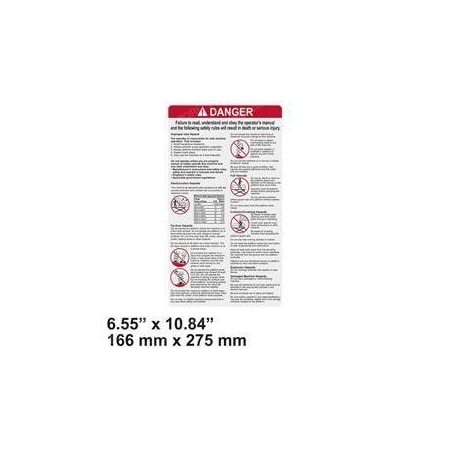 Mec REPLACEMENT DECAL, DANGER 43885