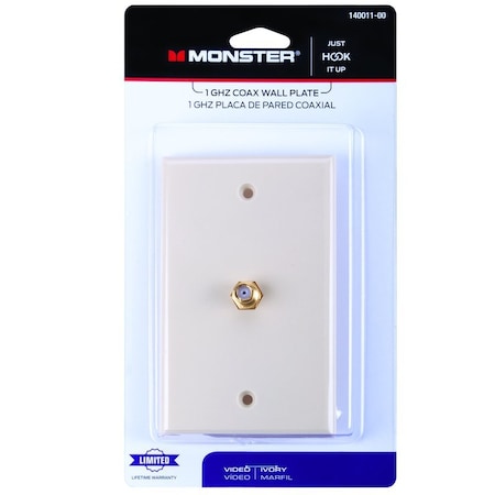 Monster Cable Just Hook It Up Ivory 1 gang Plastic Coaxial Wall Plate 140011-00